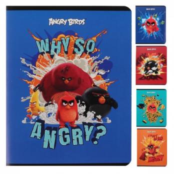 Тетрадь А5 12л линия Hatber "Angry Birds" ассорти, мелованный картон  12Т5В2