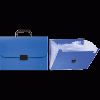 Папка-портфель А4  6отд Attomex синий, пластик-0,7мм, фактура "песок"  3073703