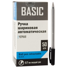 Ручка шариковая поворотная черная Basic 0,7мм, прозрачный корпус  026069-01