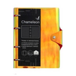 Тетрадь на кольцах А5 120л клетка Канц-Эксмо "Chameleon. Оранжевый" сменный блок, на кнопке  ПБП1204597