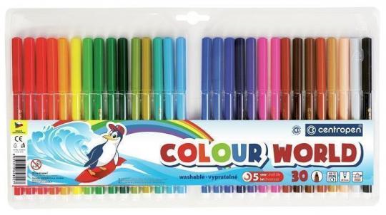 Фломастеры 30цв Centropen "Color World" треугольные, смываемые  77550/30 ТР  3084  058553