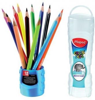 Карандаши 12цв Maped "Color Pep`s" 3-х гранные, в тубусе  832009 