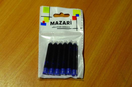 Картридж для перьевой ручки синий 6шт 3,5мм/5см Mazari  М-7941 