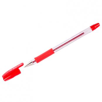 Ручка шариковая красная Pilot 0,7(0,32)мм, масл.основа, прозр.корпус с резин. упором BPS-GP-F-R