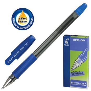 Ручка шариковая синяя Pilot 1,0(0,4)мм, масл.основа, рез.упор, прозр. корпус  BPS-GP-M-L 141866