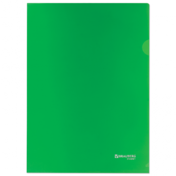 Папка-уголок А4 Brauberg зеленая, пластик-0,15мм, жесткая, непрозрачная  224881