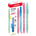 Ручка шариковая синяя deVente "Vista" 0,7(0,3)мм, резин. упор, ассорти  5073671