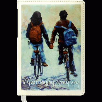 Ежедневник А5 160л deVente "Couple on bicycles" экокожа, 2ляссе, перламутр  2234478