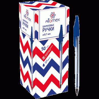 Ручка шариковая синяя Attomex  0,7мм, прозрачный корпус  5073310