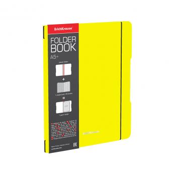 Тетрадь А5 48л Erich Krause "FolderBook Neon" желтая, пластик съемная обл., на резинке  ЕК 56116