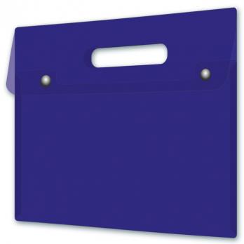 Папка-конверт с кнопками А4 Феникс+ синяя, 1 отделение, пластик, вырубная ручка  46743