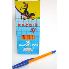 Ручка шариковая синяя Kazmir 1мм, оранжевый корпус   KZ-51           