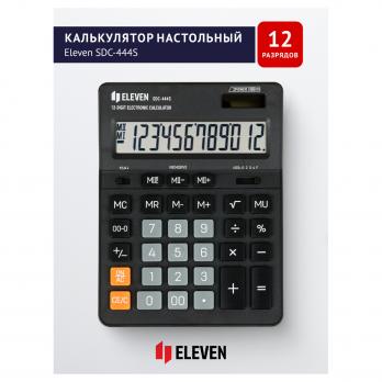 Калькулятор 12 разрядный Eleven "SDC-444S" 205х155х36мм, черный  339202