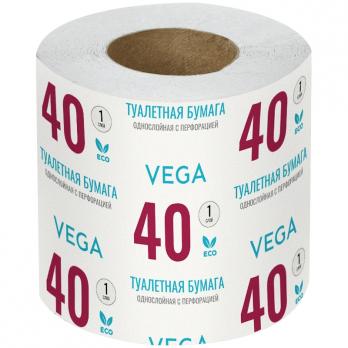 Бумага туалетная Vega "Серая" 1 слойная, 40м, с втулкой  339241