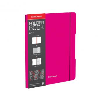 Тетрадь А5 48л Erich Krause "FolderBook Neon" розовая, пластик съемная обл, на резинке  ЕК 56104