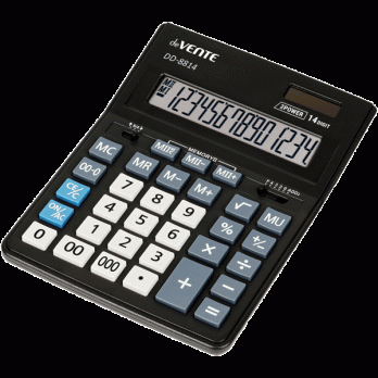 Калькулятор 14 разрядный deVente DD-8814 "Черный" 205x155х35мм, двойное питание  4031306