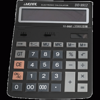 Калькулятор 12 разрядный deVente DD-9912 "Черный" 203x154х25мм, двойное питание, подъемный дисплей  4031334