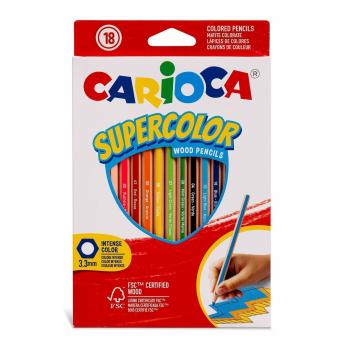 Карандаши 18цв Carioca "Supercolor" 6-ти гранные, деревянные  43392  243202