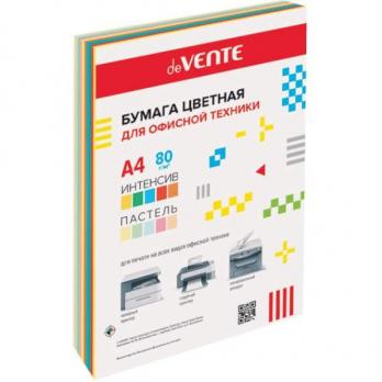 Бумага для оргтехники цветная А4 100л deVente 10цв (5 интенсив + 5 пастель) 80 г/м²  2072201