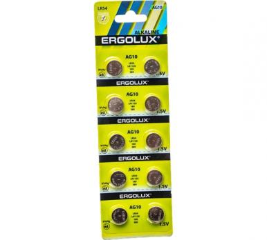 Батарейка-таблетка Ergolux LR54, LR1130, AG10 1,5V щелочные 10шт.