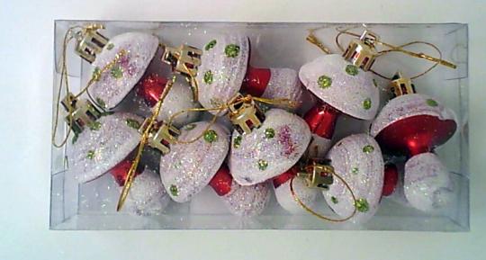 Набор новогодних украшений "Грибочки" 8шт, в коробке  BHV5008-438/1A