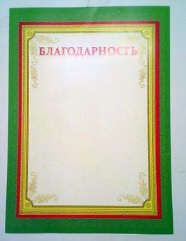 Благодарность А4 желтая рамка на зеленом  К-К 0813