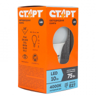 Лампа светодиодная СТАРТ LED, серия "ЭКО" 10W40, тип А "груша", E27, 4000К, хол. свет, 15000ч 227547