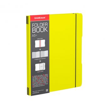 УЦЕНКА Тетрадь А5 96л Erich Krause "FolderBook Neon" желтая, пластик съем обл., на резинке  ЕК 56117