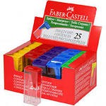 Точилка пластиковая 1отв Faber Castell с контейнером, флуоресцентная, ассорти  125FLVEZF 581525