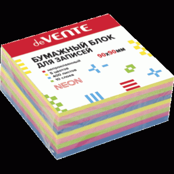 Бумага для заметок цветная 9х9х4см deVENTE непроклеенная, 5цв, 80г/м2  2012703
