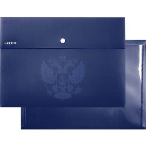 Папка-конверт на кнопке А4 "Герб на темно-синем" deVente 1 карман, пластик-350мкм  3071106