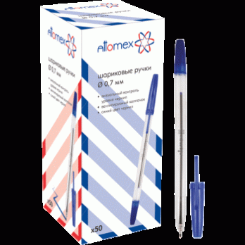 Ручка шариковая синяя Attomex  0,7мм, прозрачный корпус  5073320