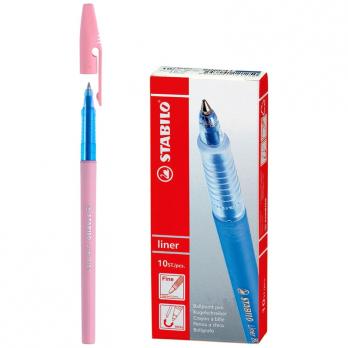 Ручка шариковая синяя Stabilo "Liner Pastel 808 F" 0,7(0,38)мм, розовый корпус  808FP1041−4  329122