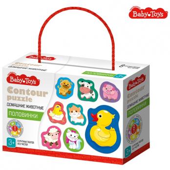 Пазлы контурные Baby Toys "Половинки. Домашние животные" 18 эл   4120