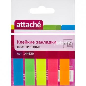 Закладки самоклеящиеся пластиковые 12х45мм Attache 5цв х 20л  144630 030951023