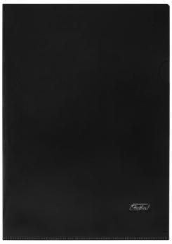 Папка-уголок А4 "Черная" Hatber непрозрачный пластик-180мкм  AG4_00101