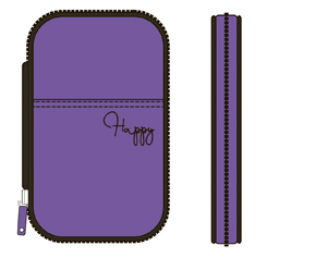 Пенал 1отд. 20,5х13,5х1,5см Проф-Пресс "Happy. Фиолетовый" полиэстер, с вышивкой  ПН-6836