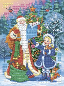 Мозаика мягкая A3 Рыжий Кот "Дед Мороз и снежная девочка" М-1157