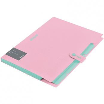 Папка для документов А4 5отд Berlingo "Haze" розовая, пластик-0,6мм, на кнопке, софт-тач  XF4_05923