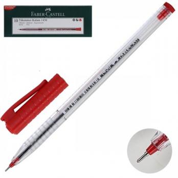 Ручка шариковая красная Faber Castell "1430" 0,7мм, прозрачный корпус  FC1430  735659